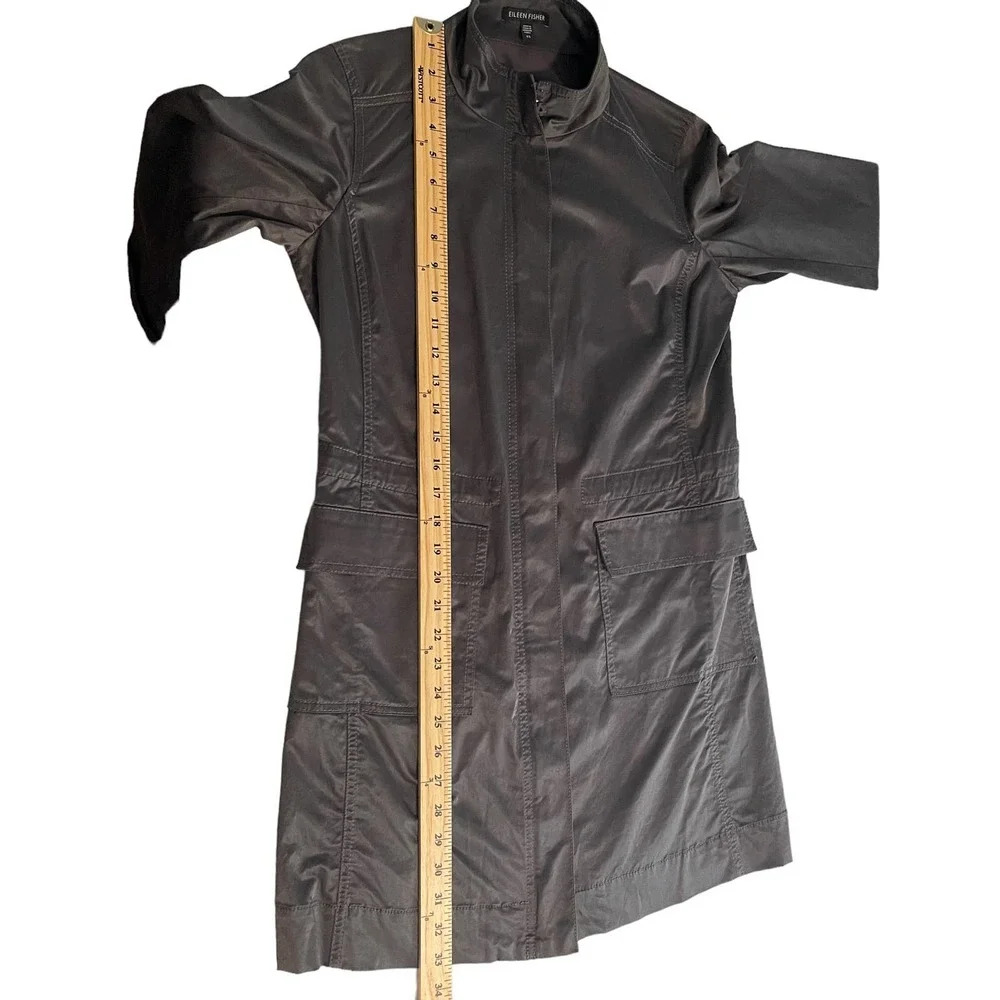 Eileen Fisher Satin Sheen Trench Coat size xsmall - Picture 5 of 8